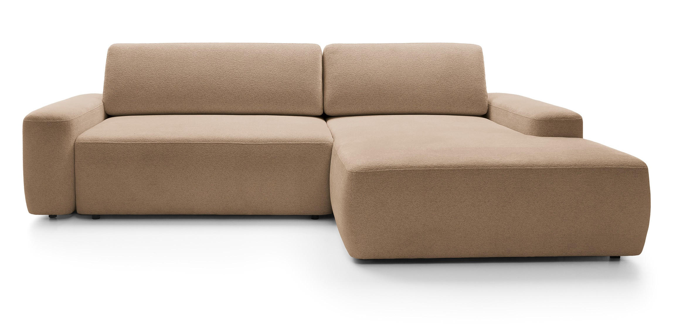 ECKCOUCH mit Schlaffunktion Orea M, 265 cm, Bettkasten, Rechts, Braun - Braun, Holz (162/264cm) - Emporius
