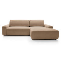 ECKCOUCH mit Schlaffunktion Orea M, 265 cm, Bettkasten, Rechts, Braun - Braun, Holz (162/264cm) - Emporius