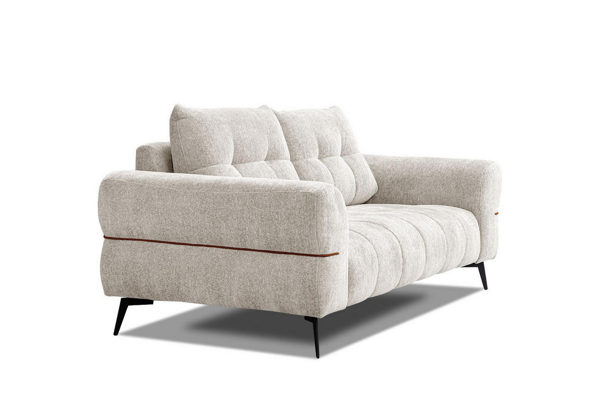 SOFA SALVINI 2,5-Sitzer, ecru - Ecru/Schwarz, Holzwerkstoff/Textil (176/88/99cm) - Courtois Laville