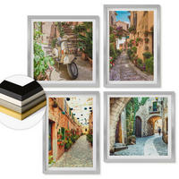WANDBILDER 4er Set - 50x50 cm & 40x60 cm Silberner Rahmen - Charmante italienische Straßen und Blumen - Silberfarben, Kunststoff (50/50cm) - ArtPrintCave