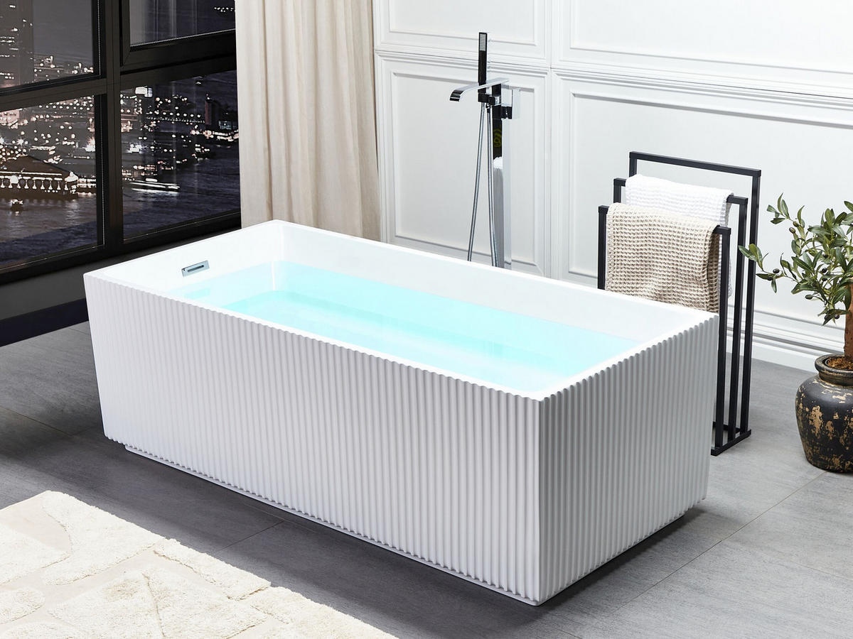FREISTEHENDE BADEWANNE 81x169x60 cm weiß Gocta - Weiß, Kunststoff (81/60/169cm) - Beliani