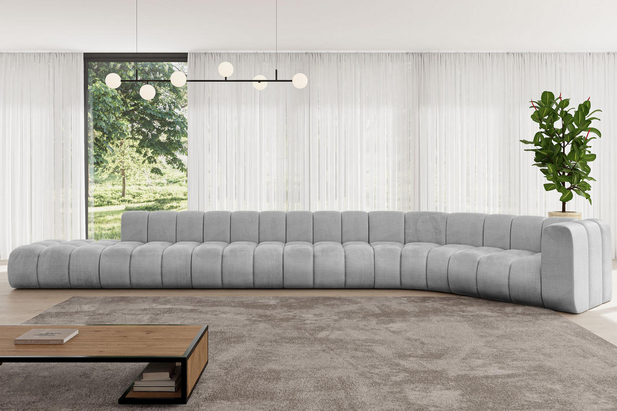 ECKSOFA modulares Sofa Tilmo-L3 - 581x194x70 cm Grau - Hellgrau, Holzwerkstoff/Textil (581/194cm) - ALTDECOR