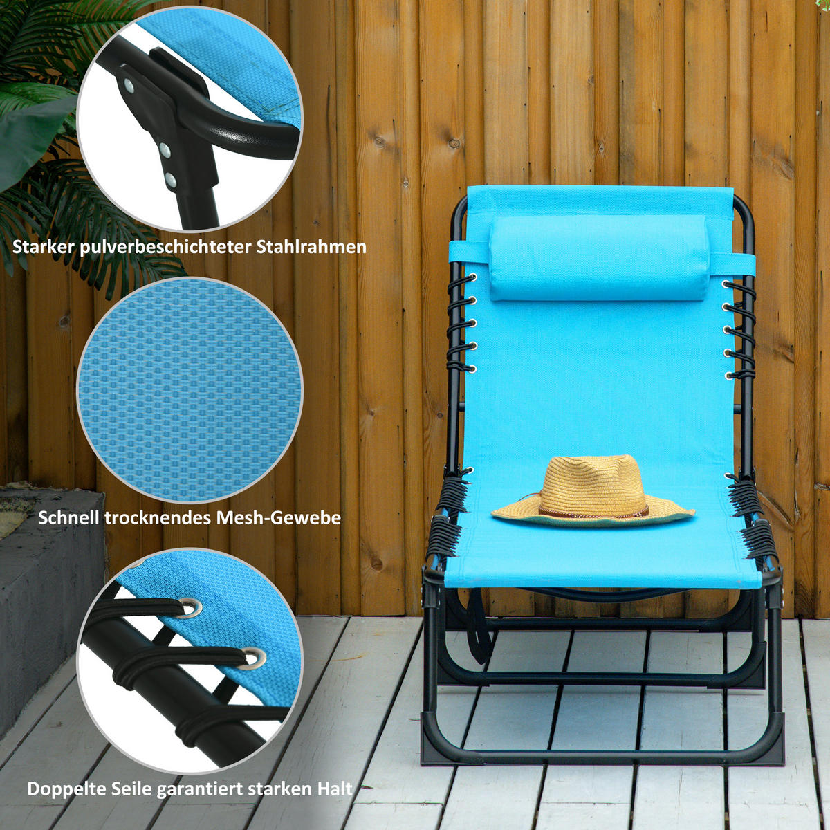 SONNENLIEGE Polyester 189/58/30 cm - Blau, Textil/Metall (58/30/189cm) - Outsunny