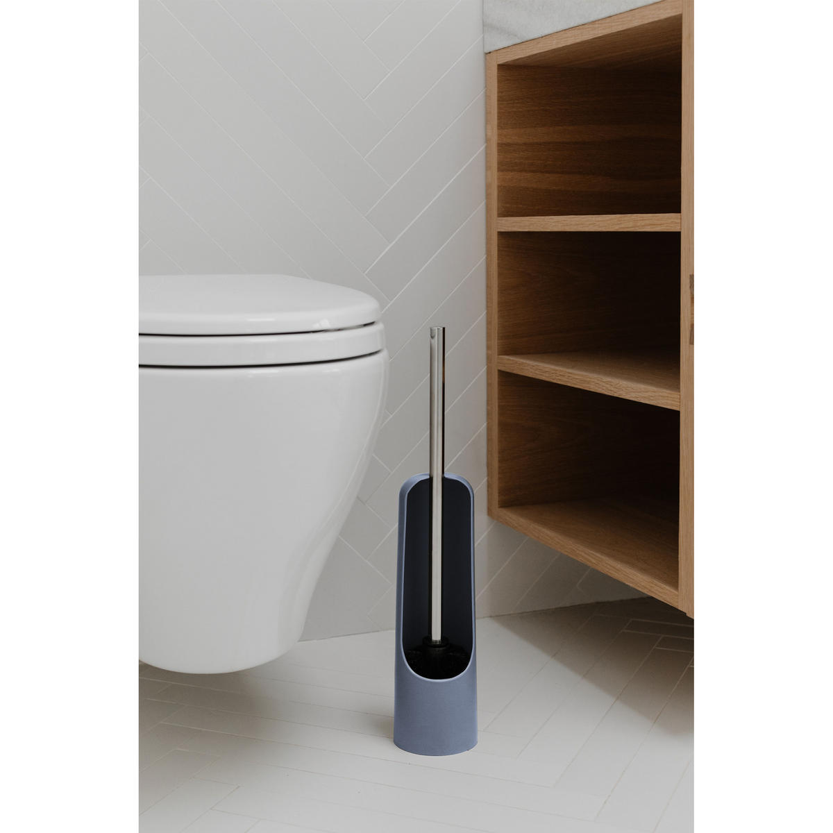 TOILETTENBÜRSTEHALTER Touch, Schieferblau - Blau, Kunststoff (9/44/9cm) - Umbra
