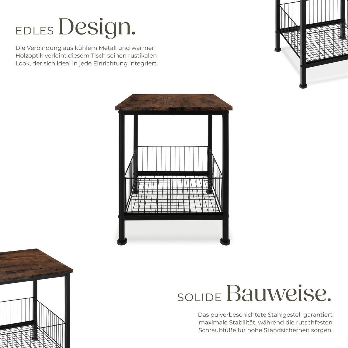 BEISTELLTISCH Grimsby, 40 x 40 x 55,5 cm, Industrial Holz dunkel, rustikal - Rostfarben, Holzwerkstoff (40/40/55.5cm) - tectake