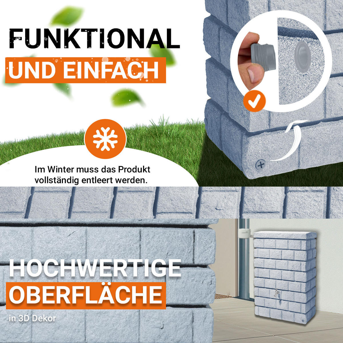 JUNIOR Wandtank 300 L, light e - Hellgrau, Kunststoff (40/118/80cm) - GARANTIA