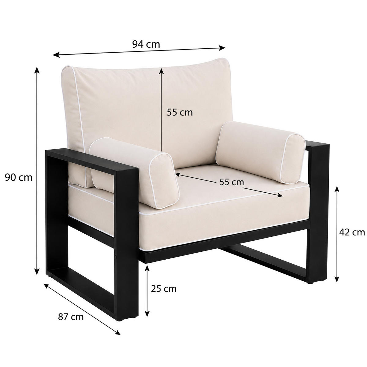 ZAHRADNÍ sada Verdino 3+1+1 s kovovým rámem, béžová - béžová, kov - Beautysofa