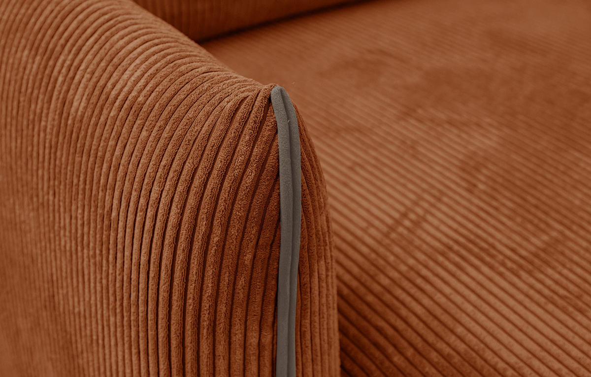 ECKSOFA TAUER 3-Sitzer, orange - Schwarz/Orange, Holzwerkstoff/Kunststoff (173/206cm) - Courtois Laville