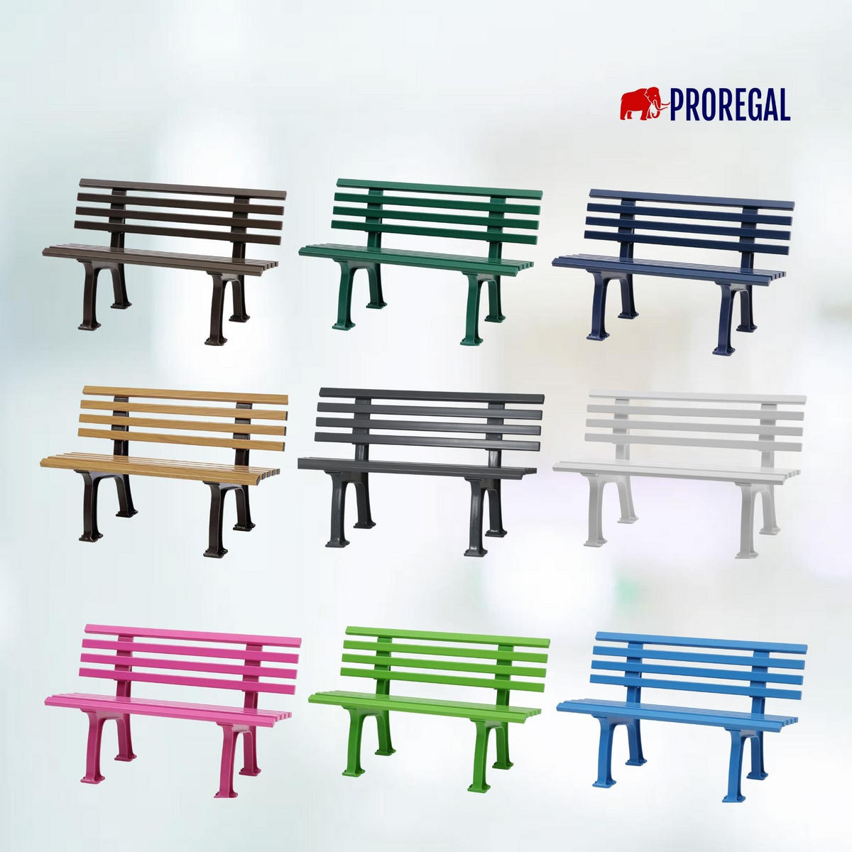 GARTENBANK Antigua 2 Sitzer Blau 74 x 120 x 54 cm Witterungskunststoff & UV Beständiger Kunststoff - Blau, Kunststoff (120/74/54cm) - PROREGAL