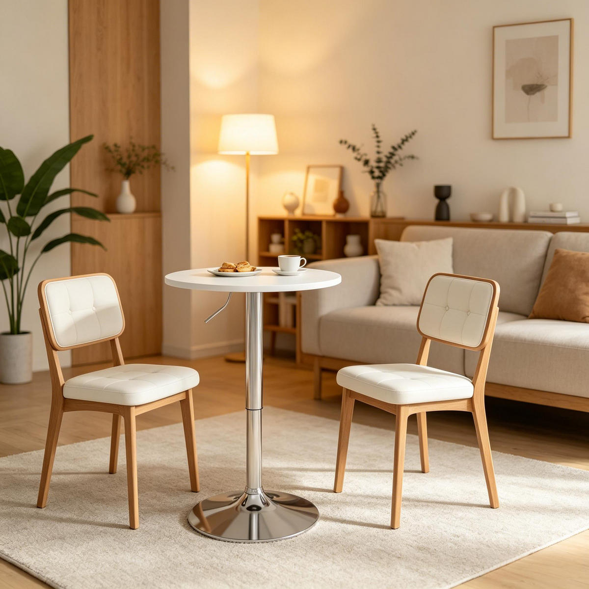 BARTISCH DE-37252 rund höhenverstellbar mit Chromgestell Weiß - Weiß, Holzwerkstoff (60/60/88cm) - ComfortXL