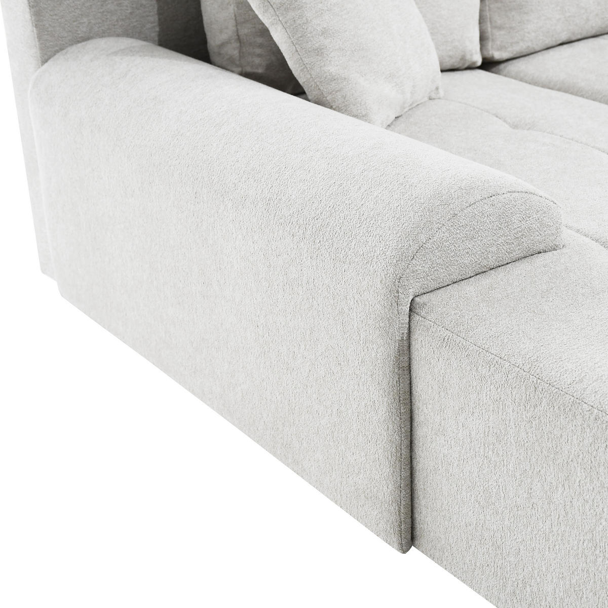 ECKSCHLAFSOFA Dallas mit Bettkasten, 255 cm, Creme, links, Velour-Stoff - Beige, Textil (255/175cm) - Beautysofa