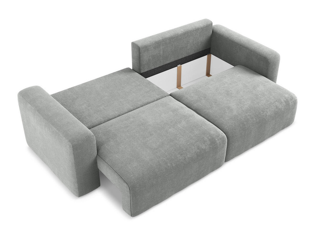 3-SITZER SOFA mit Schlaffunktion Chenille Stoff Grau - Blau/Schwarz, Kunststoff/Textil (244/79/102cm) - Makamii