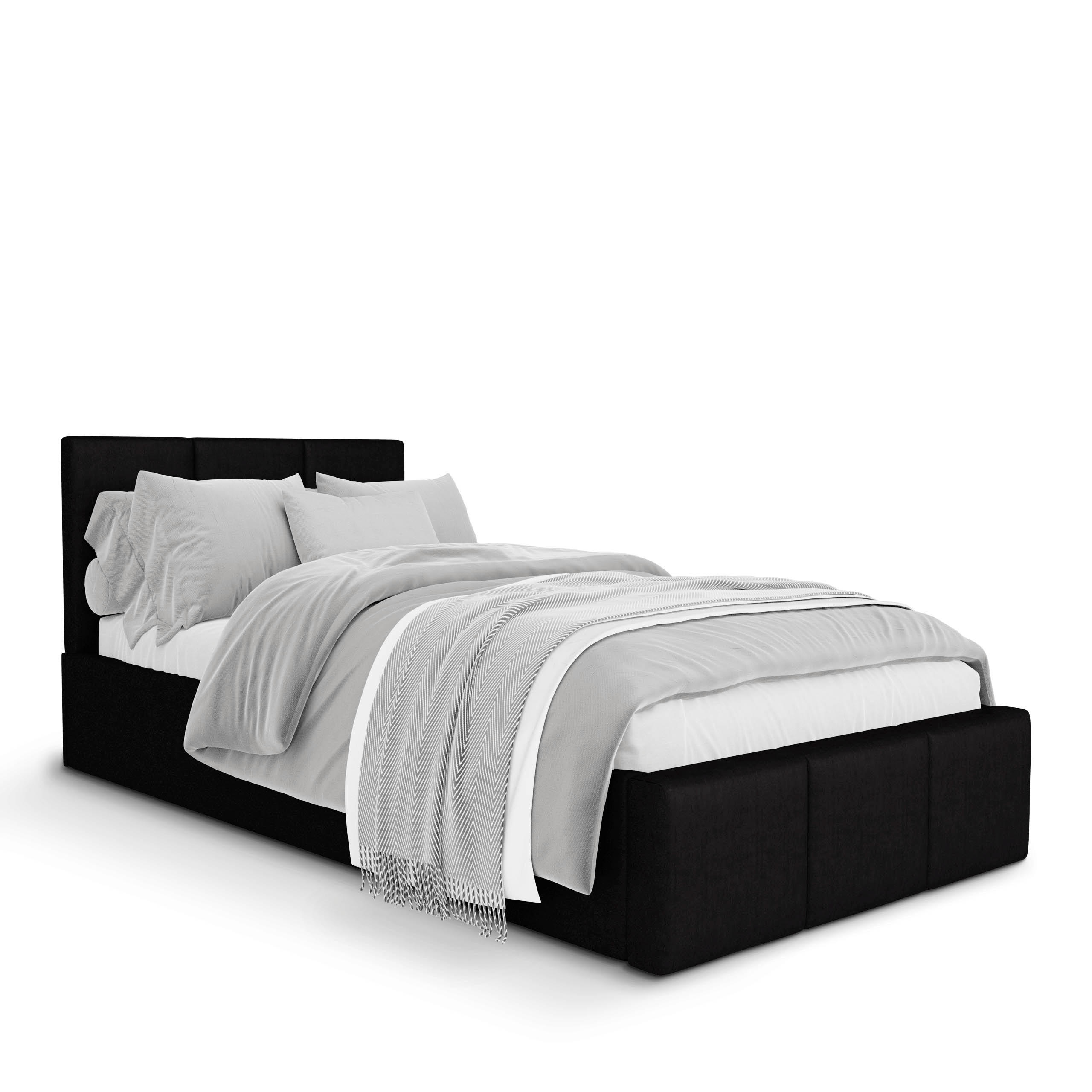 POLSTERBETT für Schlafzimmer Bett mit Stauraum Schwarz 90x200cm Kopfteil 110cm - Schwarz, Holzwerkstoff (90/200cm) - Muralo