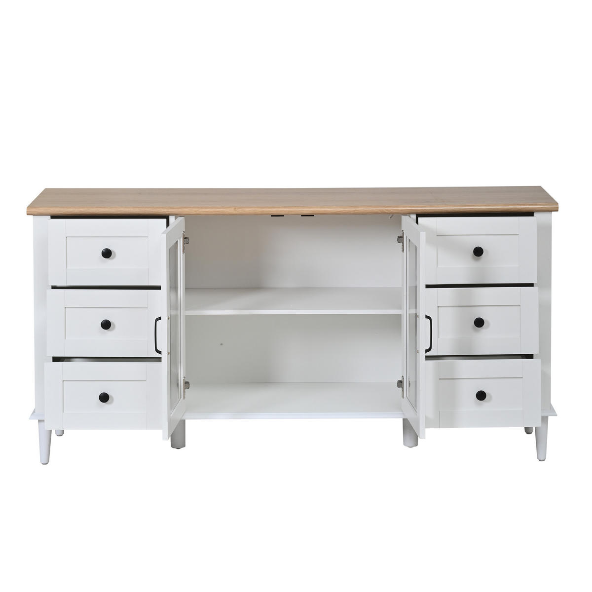 SIDEBOARD Weiß/Holzfarben 150/40/75 cm - Weiß, Holzwerkstoff (150/75/40cm) - PANGIVO