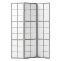 PARAVENT 3-tlg 132/179 cm Grau Holz Shoji - Grau, Holz (132/179/2cm) - Homestyle4u