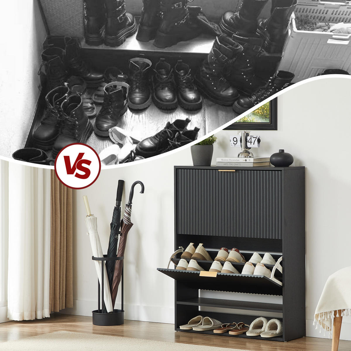 SCHUHSCHRANK Schwarz 80/24/102 cm - Schwarz, Holzwerkstoff (80/102/24cm) - PANGIVO