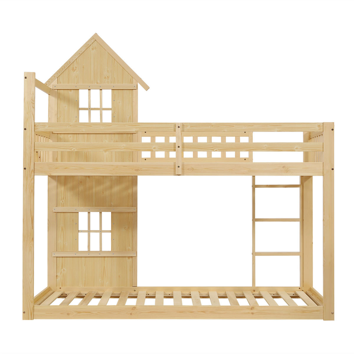 ETAGENBETT 90/200 cm DE-32708 Haus-Design mit Fenstern und Treppe Natur - Naturfarben, Holz (90/200cm) - ComfortXL