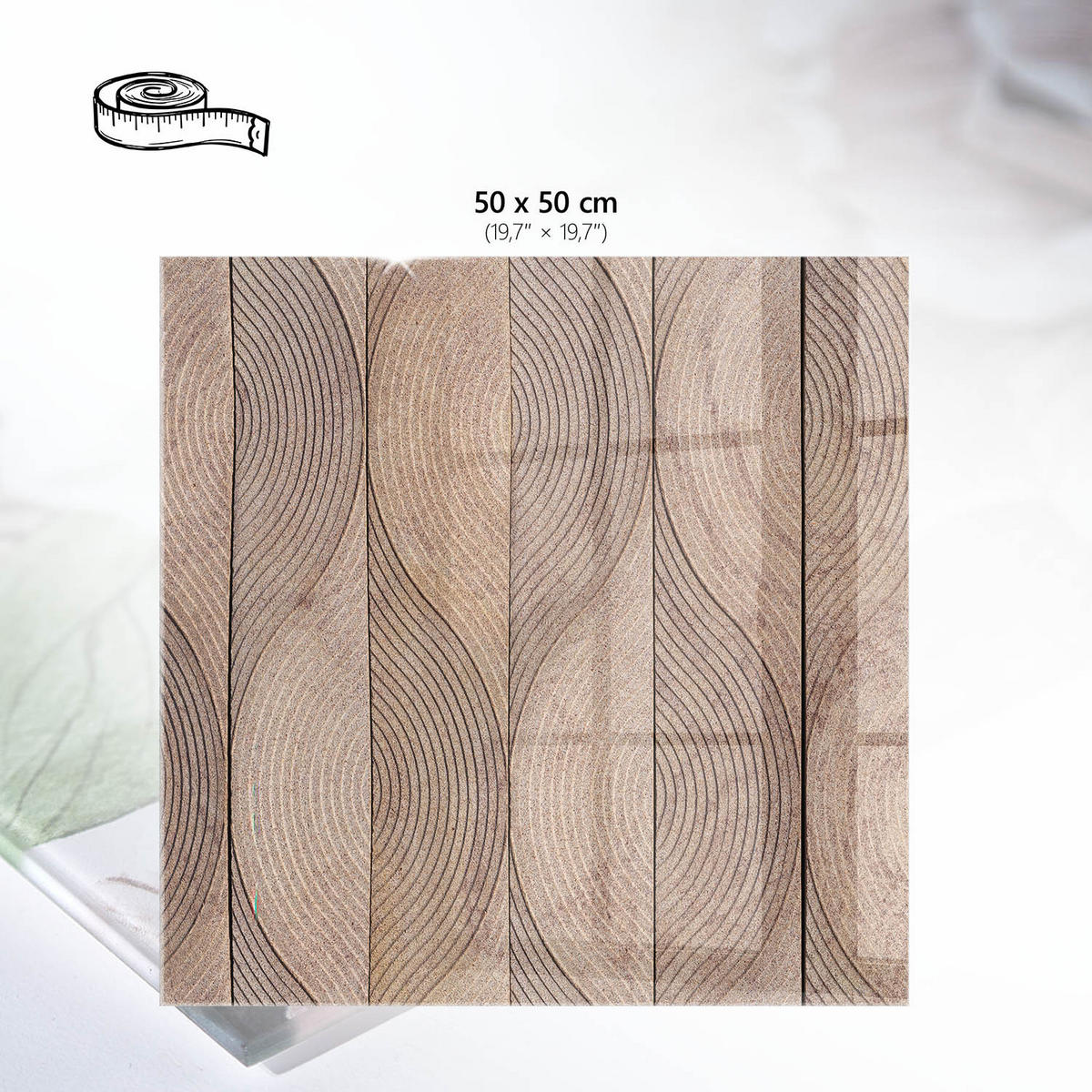 TISCHPLATTE 50x50 cm – Geometrische Textur - Grau, Glas (50/50/0.4cm) - Wallfluent