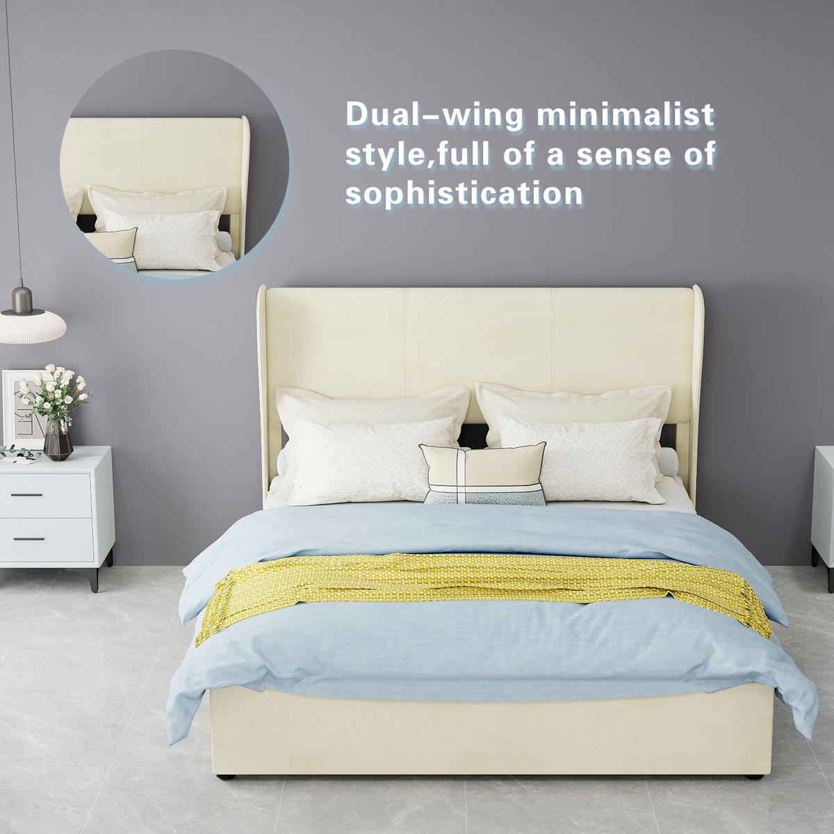 POLSTERBETT 140/200 cm in Beige mit Gepolstertem Kopfteil Stoff Modernes Design - Beige, Holzwerkstoff/Textil (140/200cm) - STILVORA
