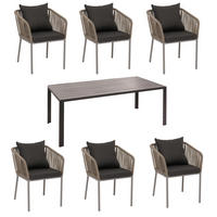 GARTENGARNITUR grau, dunkelgrau 7-teilig-Set - Dunkelgrau/Grau, Metall - MCW