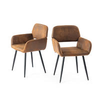 ARMLEHNSTUHL-SET 2 Stück braun - Braun, Holzwerkstoff/Textil (56/76.5/53cm) - Urban Meuble