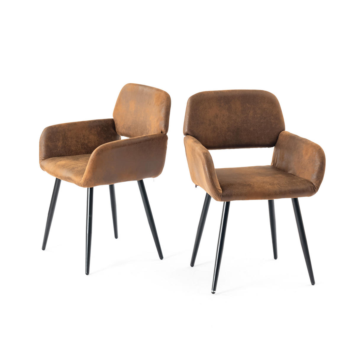 ARMLEHNSTUHL-SET 2 Stück braun - Braun, Holzwerkstoff/Textil (56/76.5/53cm) - Urban Meuble