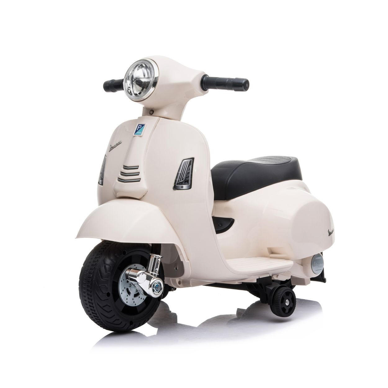 KINDER ELEKTROMOTORRAD Mini Vespa weiß Elektrofahrzeug, Stützräder, 30 W, 2,5 km/h - Weiß, Kunststoff (66.5/38/52cm) - Chipolino