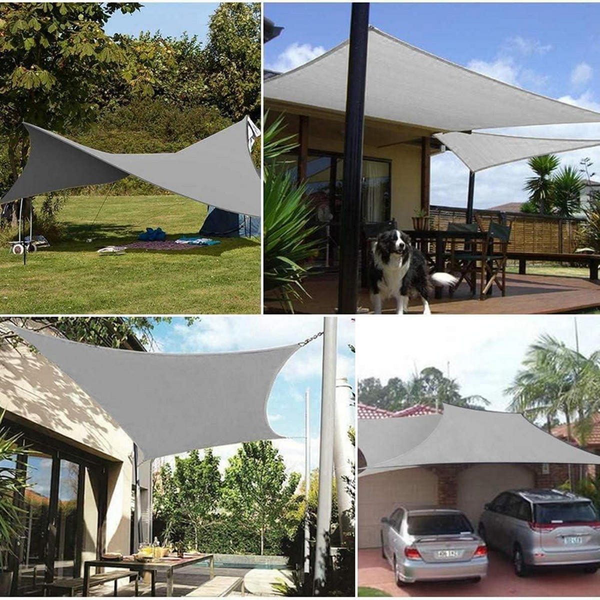 SONNENSEGEL Set wasserdicht 4 x 6 m Grau - Grau, Textil (100/100cm)