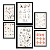 POSTER Set Mit 6 Zählen Von Zahlen A3 & A4 Schwarzer Rahmen - Schwarz, Papier (29/3cm) - Nacnic