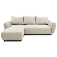 ROHOVÁ POHOVKA Zordo Světle béžový žinylka levá se dvěma úložnými prostory - černá/ecru, textil/plast (256/170cm) - Selsey
