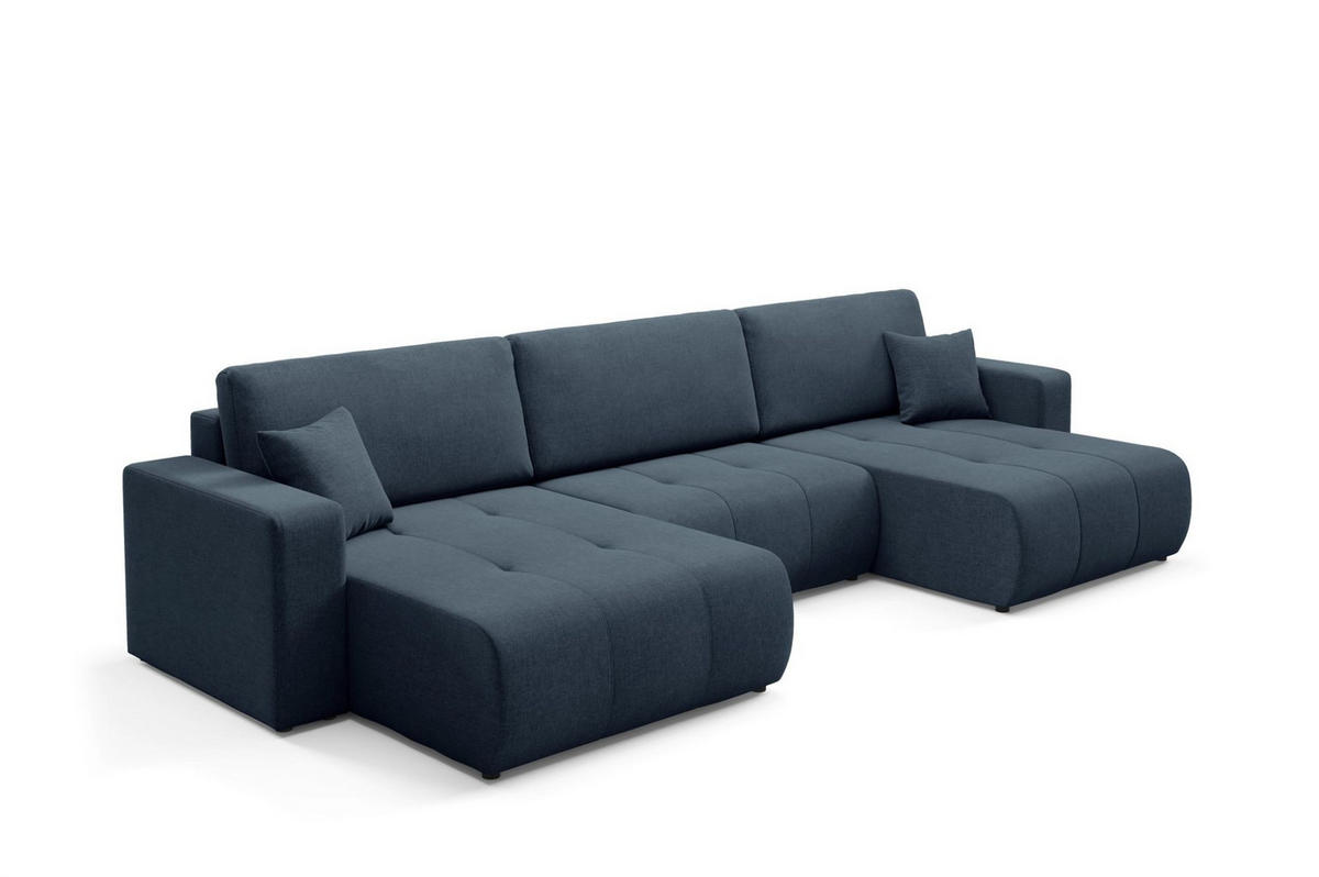 WOHNLANDSCHAFT Augusto - Blau, Holzwerkstoff/Textil (344/82/149cm) - Fun Möbel