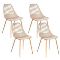 ESSZIMMERSTUHL 4er-Set Beige Montello - Beige/Braun, Kunststoff (46/84/54cm) - Beliani