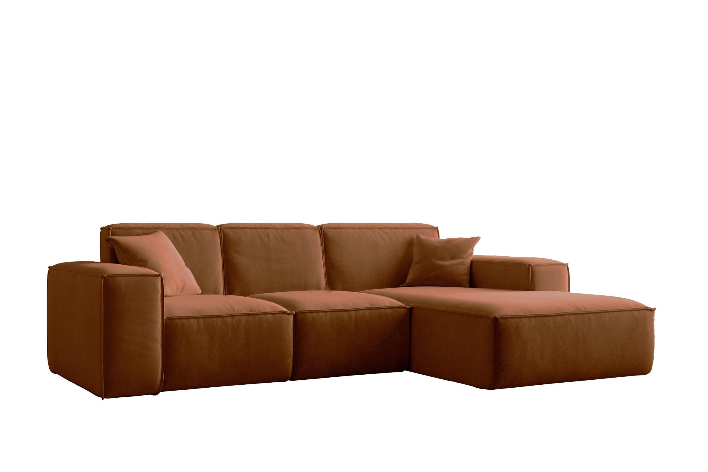ECKSOFA, Sofa L form, Couch L form Siena L stoff Salvador Kupfer Rechts - Orange, Holz (266/165cm) - Kaiser Möbel
