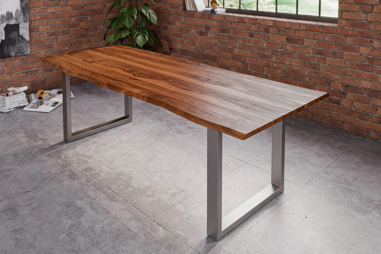 ESSTISCH HERO - Beige/Silberfarben, Holz/Metall (90/180/77cm) - SAM
