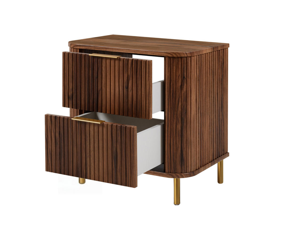BADEZIMMERSCHRANK : Farbe Eiche-Nussbaum, Griff gold, Füße gold, 60 x 41,5 x 66,7 cm - Goldfarben/Braun, Holzwerkstoff (60/66.7/41.5cm) - 3XE LIVING