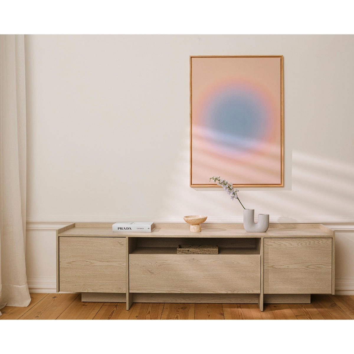 LOWBOARD Juni mit 3 Türen, 200 cm, eiche Cremona - Eichefarben, Holzwerkstoff (198/57/38cm) - Beautysofa