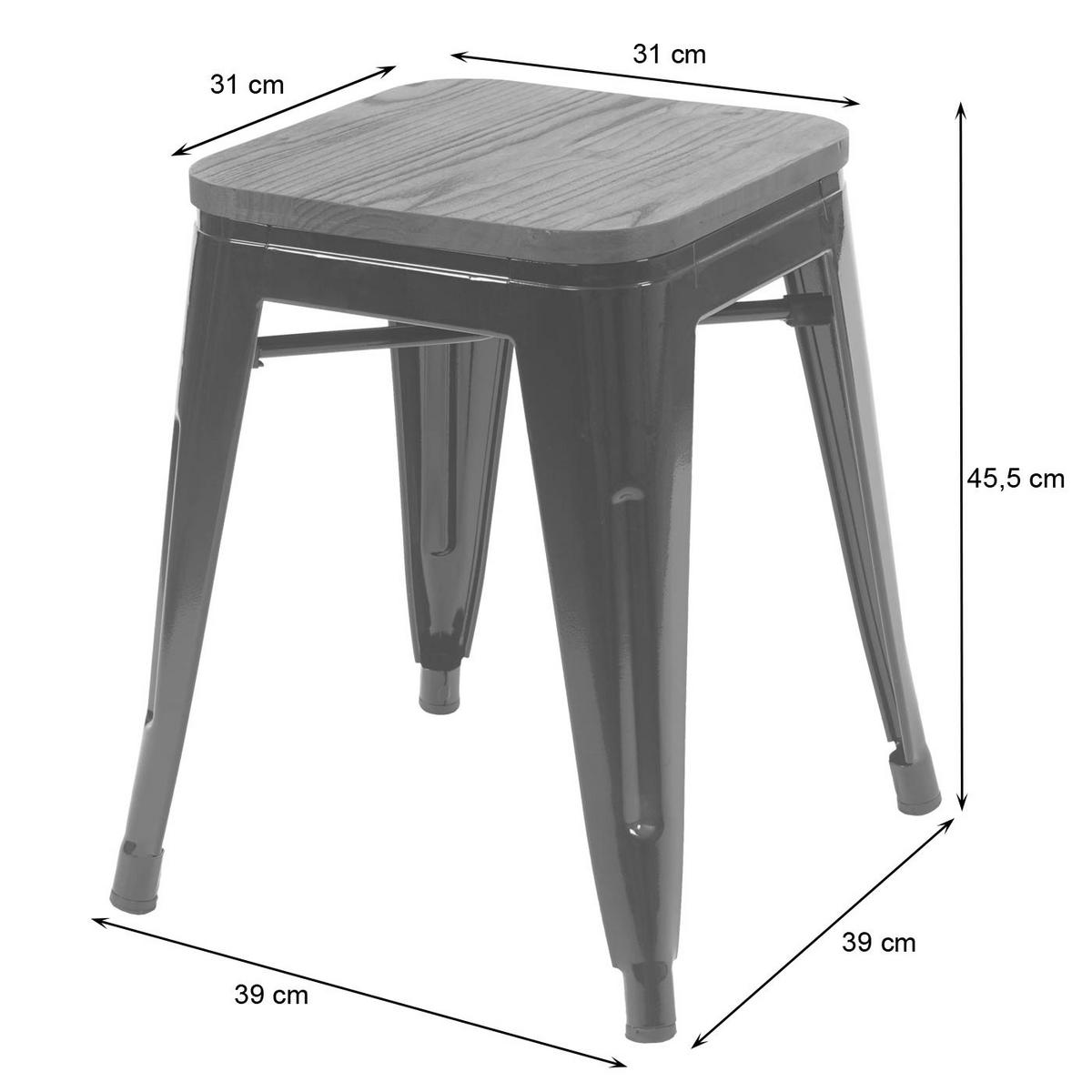 HOCKER INKL. HOLZ-SITZFLÄCHE Weiß - Weiß, Holz (39/45/39cm) - MCW