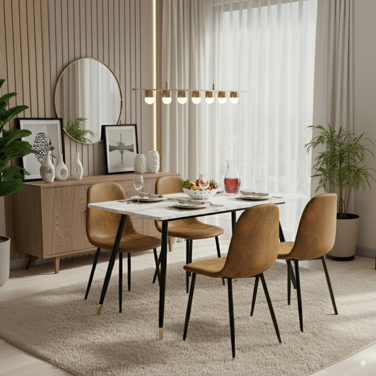 ESSTISCH 110/70/75 cm Rechteckige weiße Marmoroptik - Schwarz/Weiß, Holz/Metall (70/110/75cm) - Urban Meuble