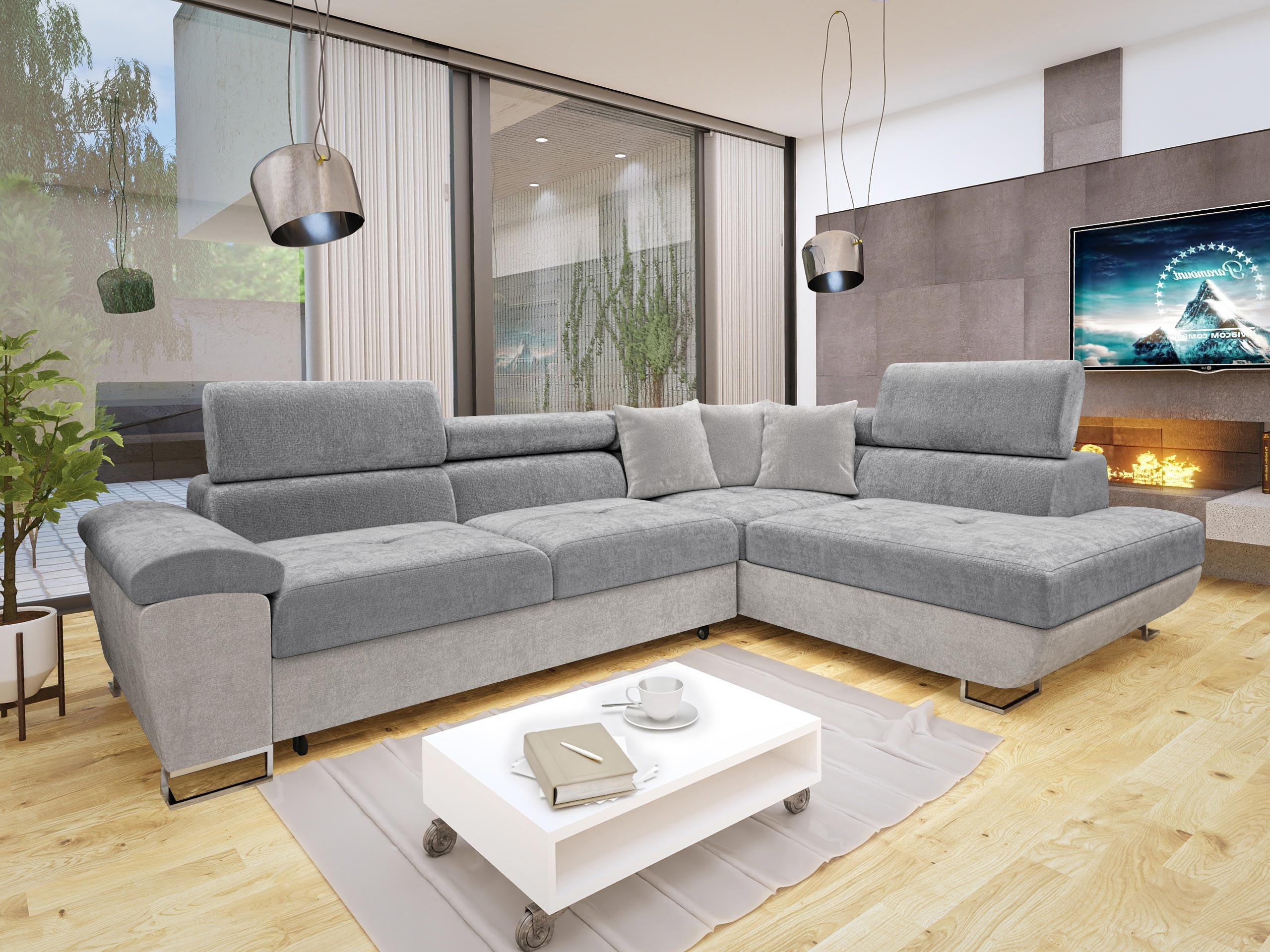 ECKSOFA Cotere Premium, Seite: Rechts - Hellgrau, Holz/Textil (270/202cm) - MIRJAN24