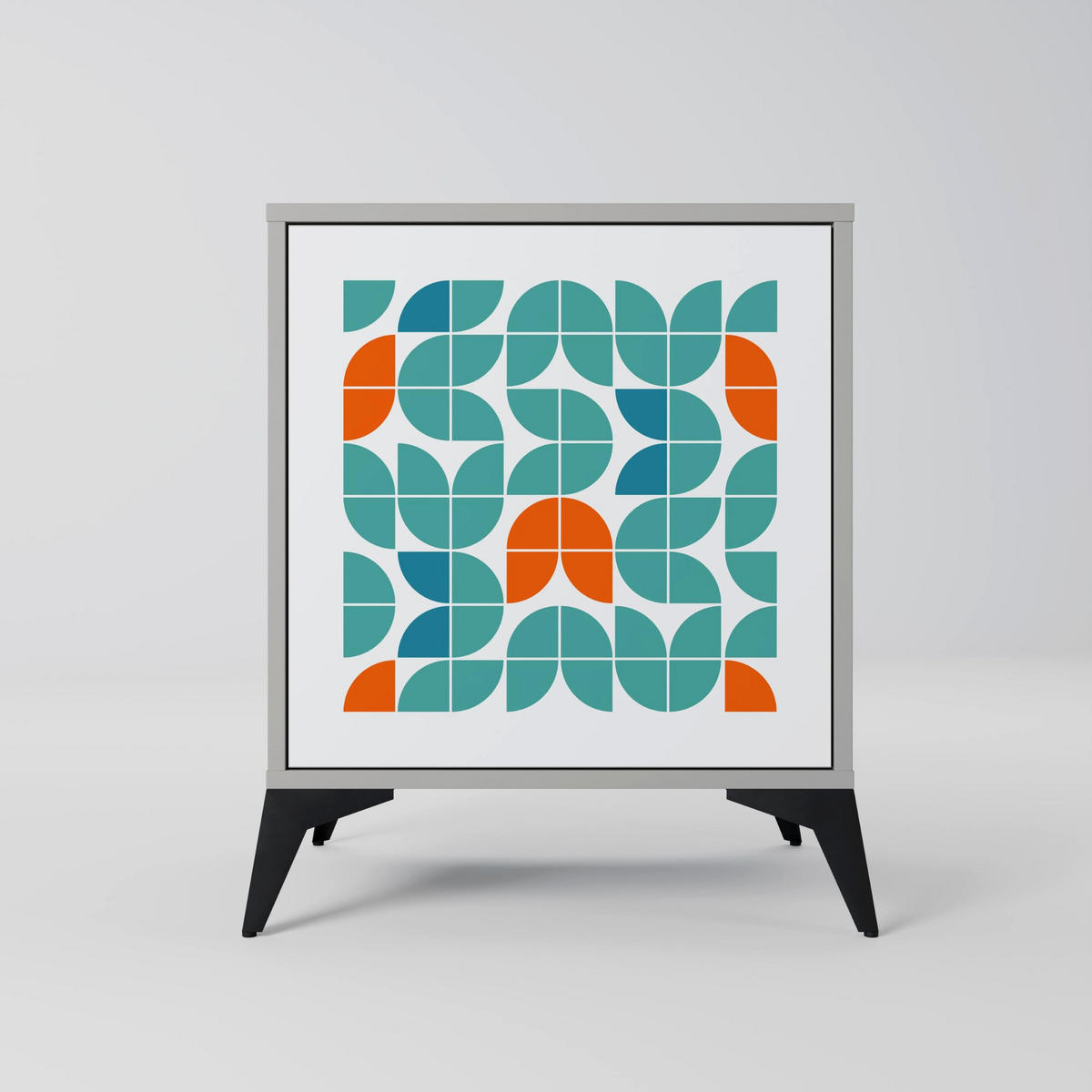 SIDEBOARD BE THE CHANGE, Grau, 57,5x42x77,5 cm, Schräge Buchenholzfüße - Buchefarben/Multicolor, Holzwerkstoff/Buchenholz (57.5/77.5/42cm) - SpaceRebels