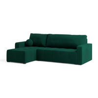 ECKSOFA VOLIRA Grün Plüsch-Stoff mit Schlaffunktion - Grün, Holz (230/143cm) - MASSENO