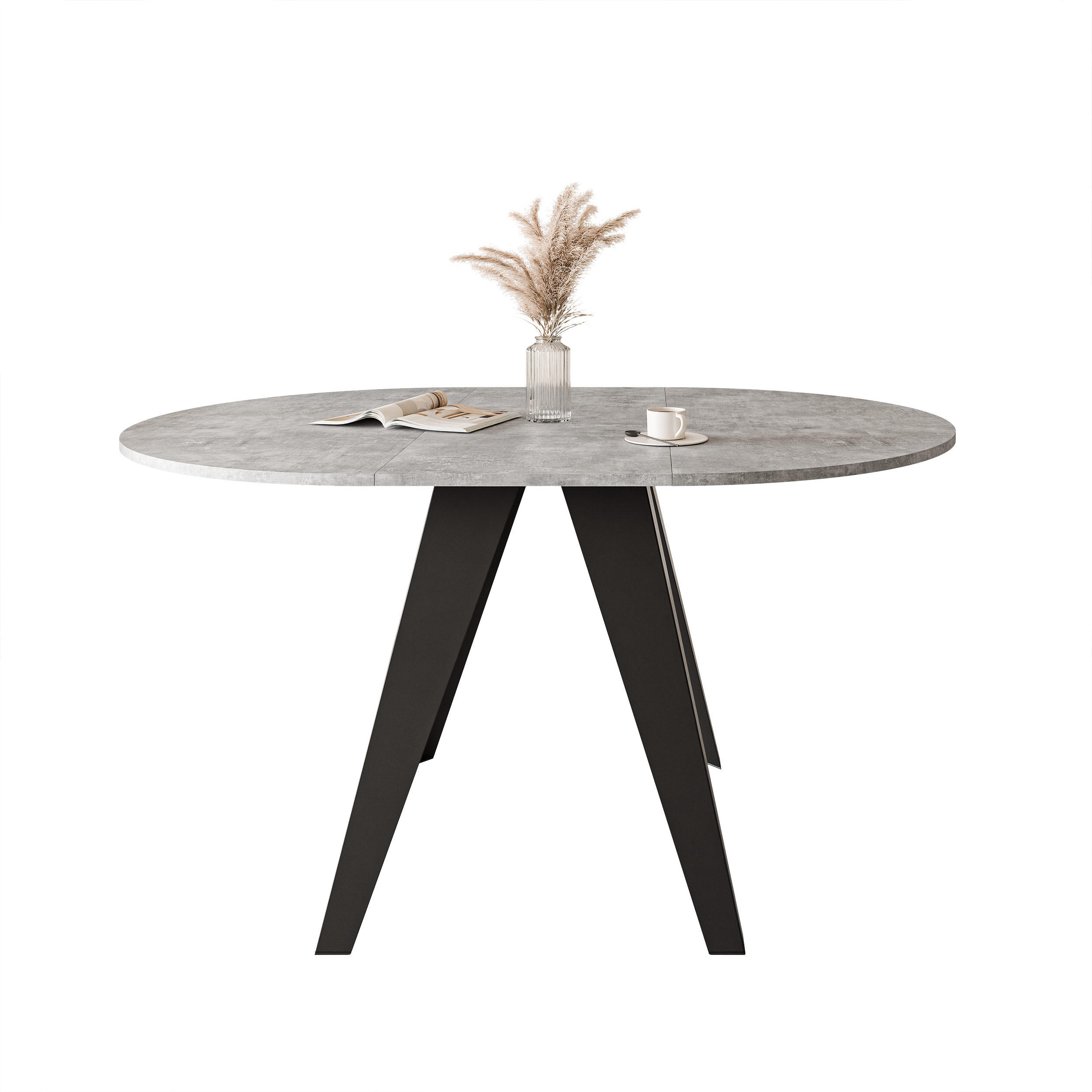 ESSTISCH ausziehbar auf MDF, Grau - Schwarz/Grau, Holzwerkstoff (90/90/76cm) - Idohome