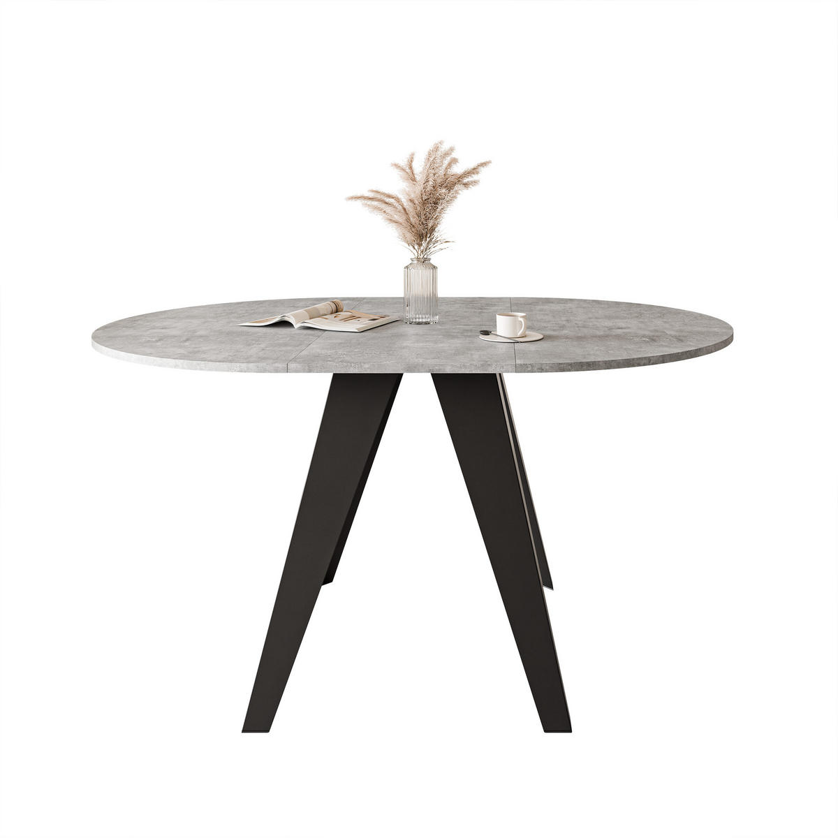 ESSTISCH ausziehbar auf MDF, Grau - Schwarz/Grau, Holzwerkstoff (90/90/76cm) - Idohome