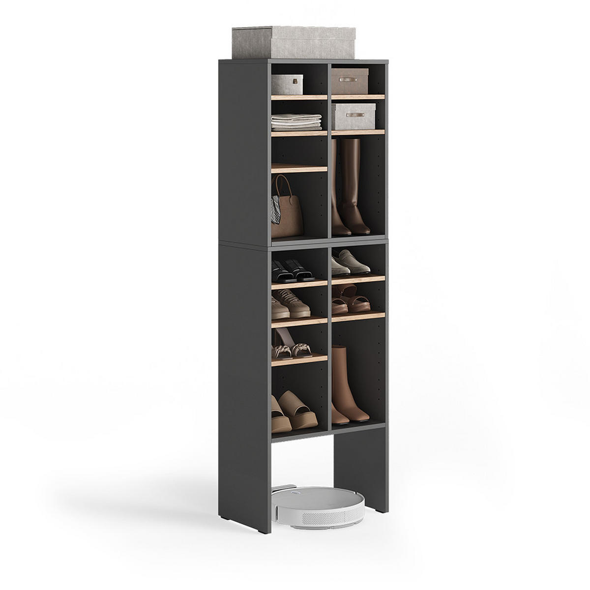 SCHUHSCHRANK-SET Lysander, Anthrazit/Goldkraft Eiche, 53 x 65.5 cm 2 Teile - Honigeiche/Anthrazit, Holzwerkstoff (53/65.5/32.1cm) - Vicco