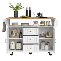 KÜCHENINSEL 120/40-80/95 cm aus MDF und Metall mit beidseitig klappbarer Tischplatte Weiß (Holzoptik) - Weiß, Holzwerkstoff (120/95/80cm) - Modenvie