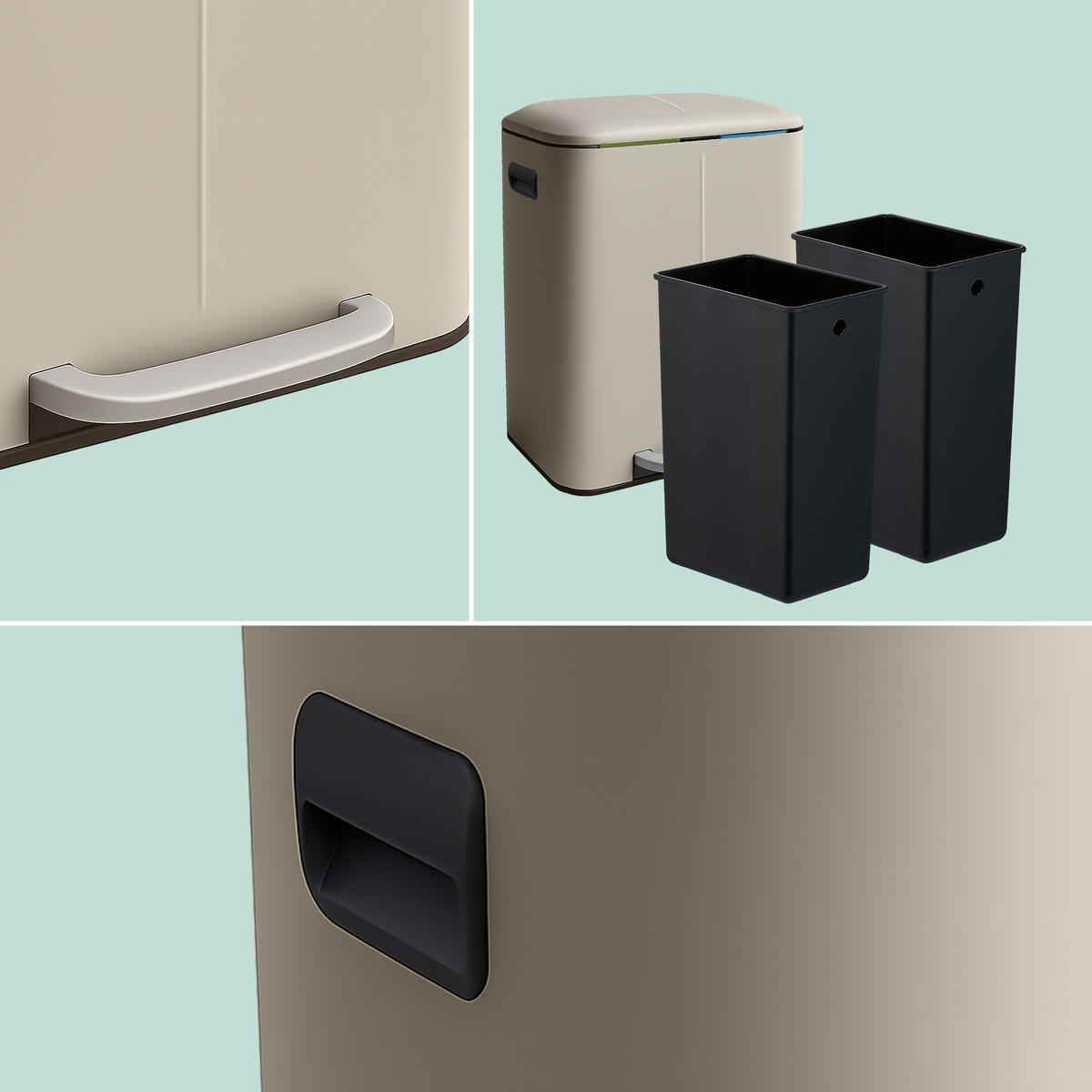 MÜLLEIMER - Beige, Kunststoff/Metall (44.5/60/41cm) - Relaxdays