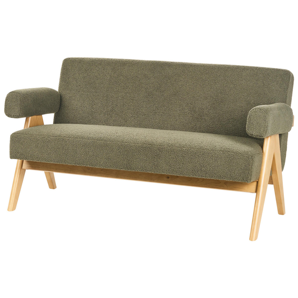 2-SITZER-SOFA Bouclé Grün/Hellbraun Tamre - Braun/Grün, Textil (148/79/78cm) - Beliani