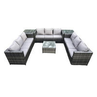 GARTENTISCHGRUPPE Polyrattan 9-Sitzer - Dunkelgrau, Metall - Fimous