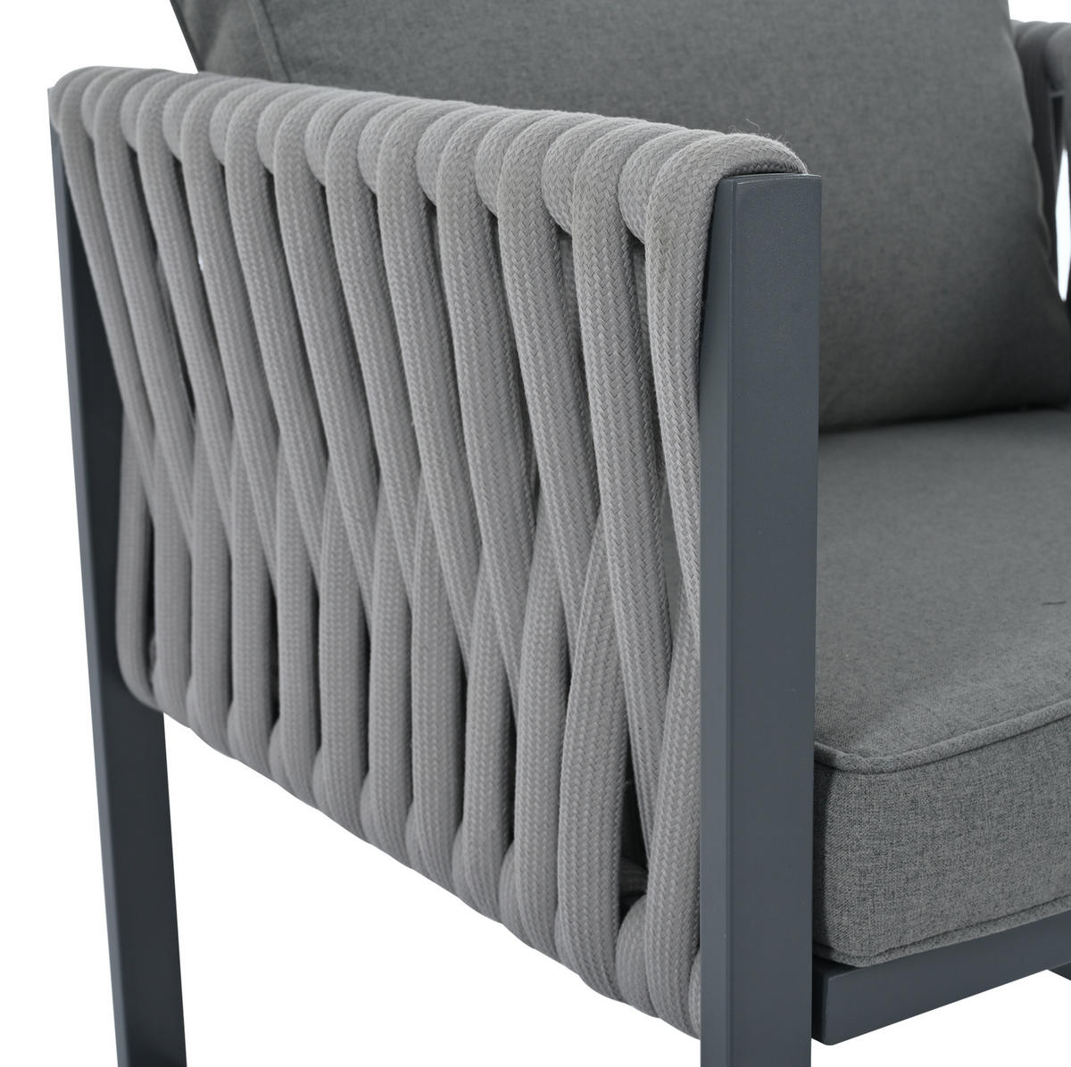 LOUNGEGARNITUR aus Metall Grau mit abnehmbaren, waschbaren Bezügen - Grau, Metall - Modfu