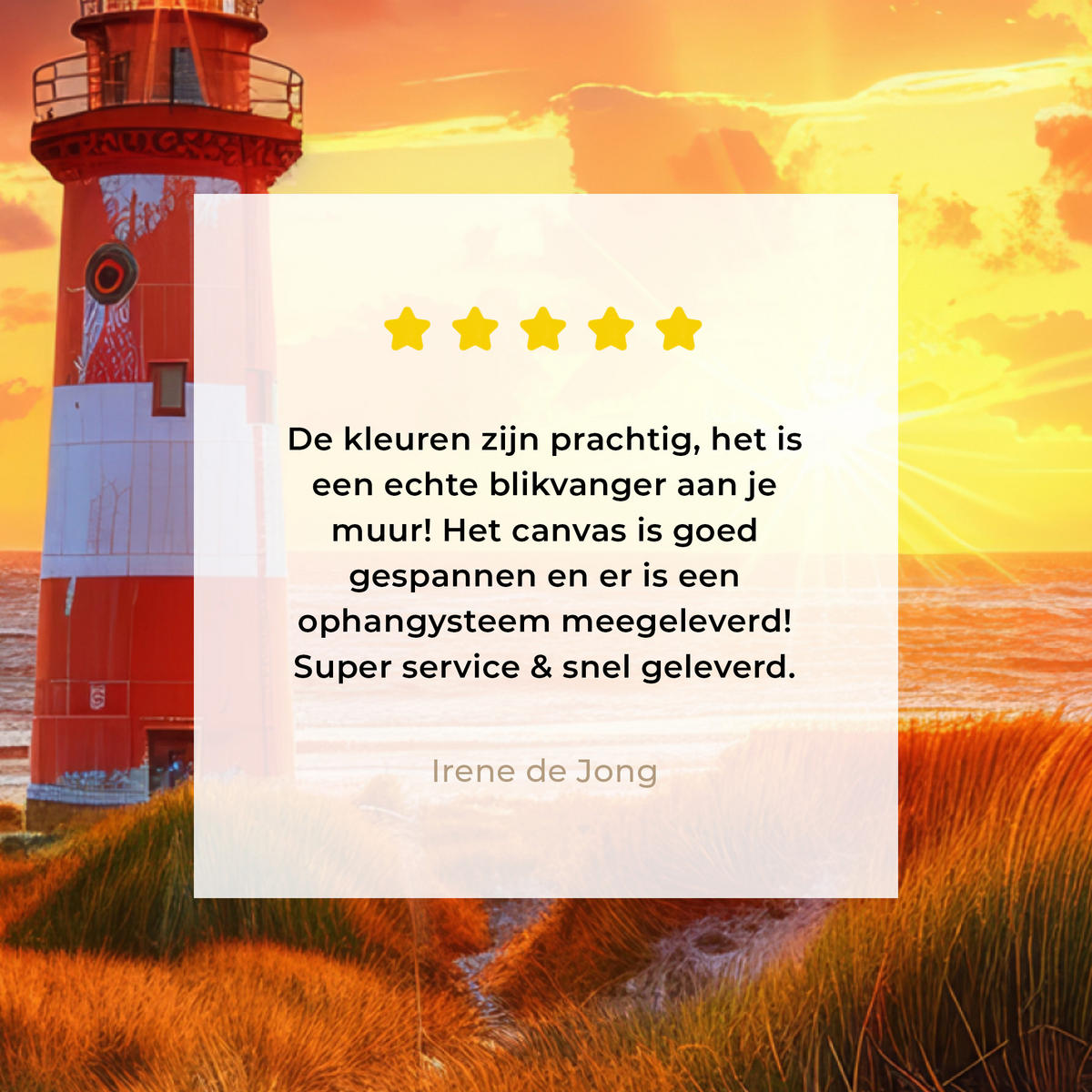 LEINWANDBILD Aussicht - Fenster - Leuchtturm - Sonnenuntergang - Strand Deko Wohnzimmer 20x20 cm - Dunkelorange, Textil (20/20cm) - MuchoWow